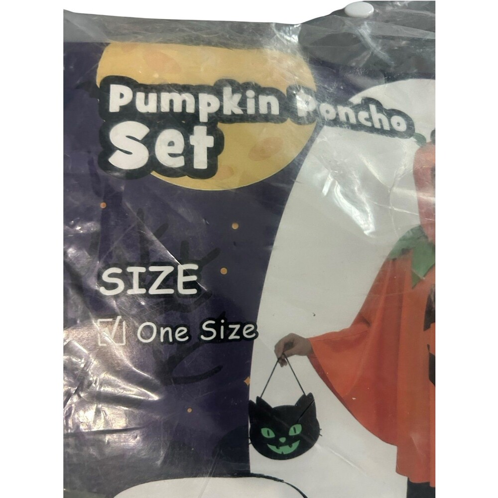 Women’s Pumpkin Poncho Set Size onesize - Picture 3 of 4